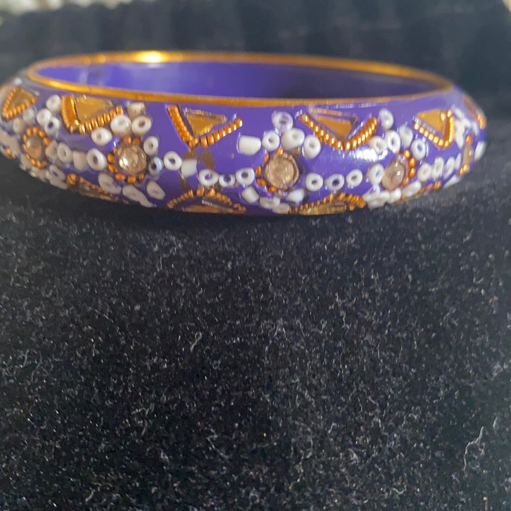 Floral Ornate India Purple Bangle Bracelet